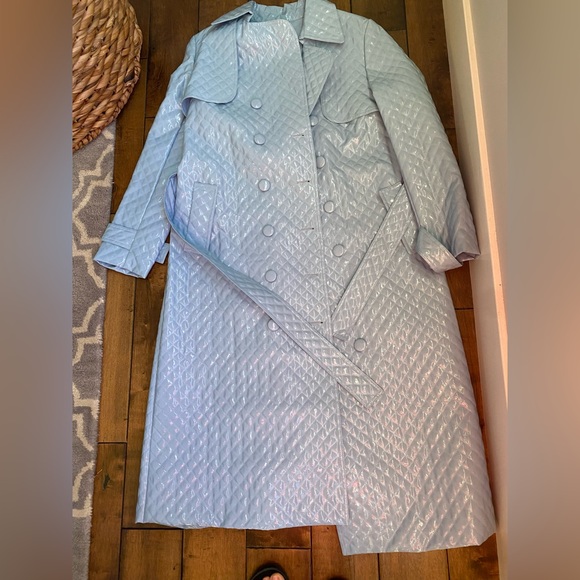 Hilary Macmillan Blue Trench Coat Size Small - Picture 3 of 10
